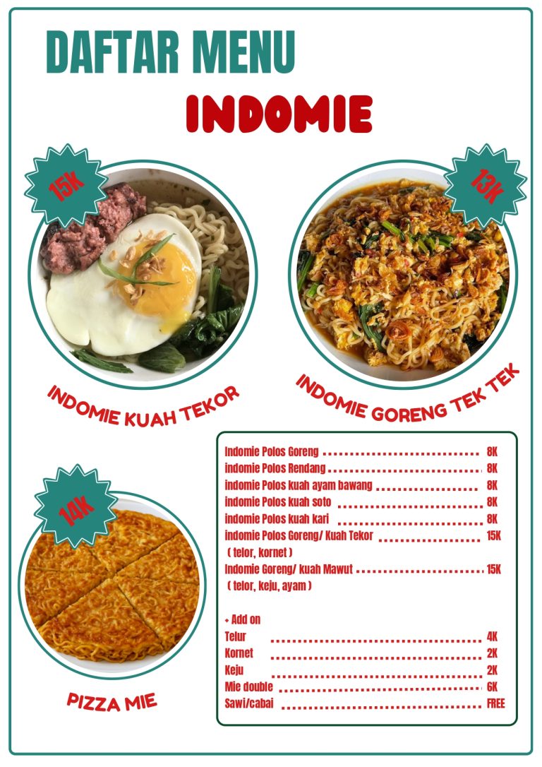 Daftar Menu Indomie